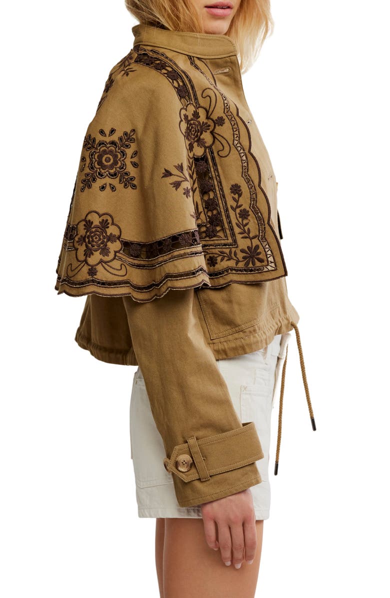 Free People Bali Hideaway Cutwork & Embroidery Cotton Jacket, Alternate, color, Olive Combo