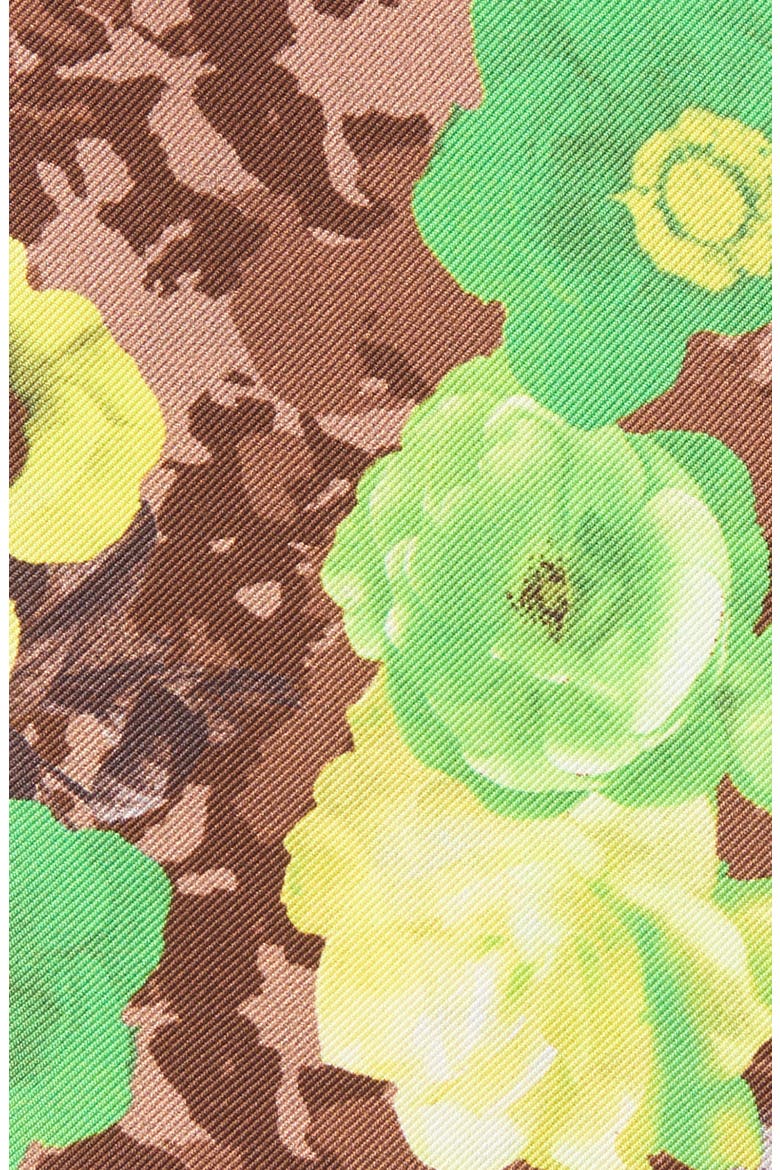 Green & Brown Floral Silk Pocket Square, Alternate, color, GREEN