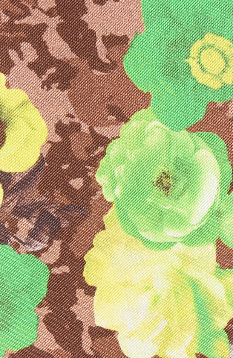 CLIFTON WILSON Green & Brown Floral Silk Pocket Square, Alternate, color,