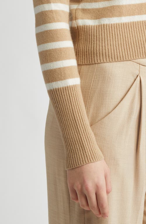 Veronica Beard Caleb Stripe Cashmere Sweater In Sand Ivory