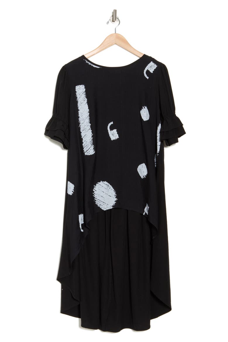 Pleated High-Low Tunic Shirt, Alternate, color, BLACK/ WHITE COMBO