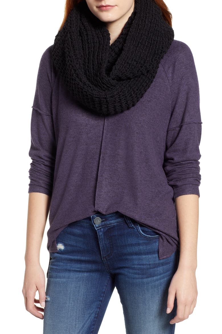 Double Wide Merino Infinity Scarf, Main, color, BLACK
