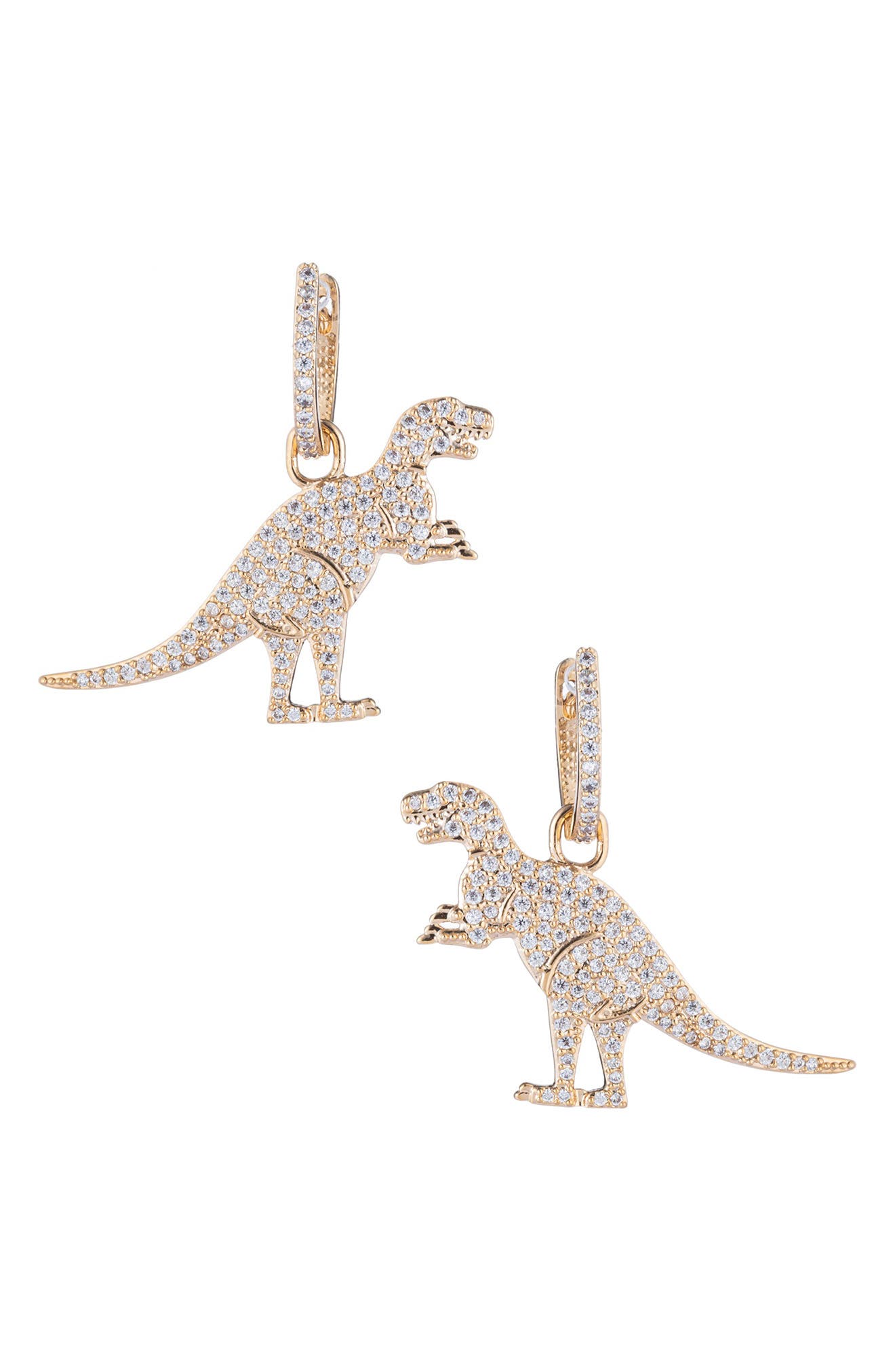 EYE CANDY LOS ANGELES CZ T-Rex Huggie Drop Earrings