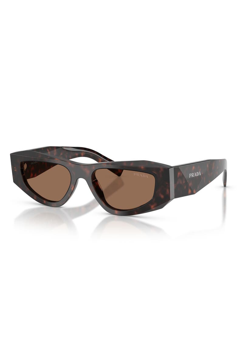 Prada 53mm Pillow Sunglasses, Alternate, color, Root Tortoise / Dark Brown