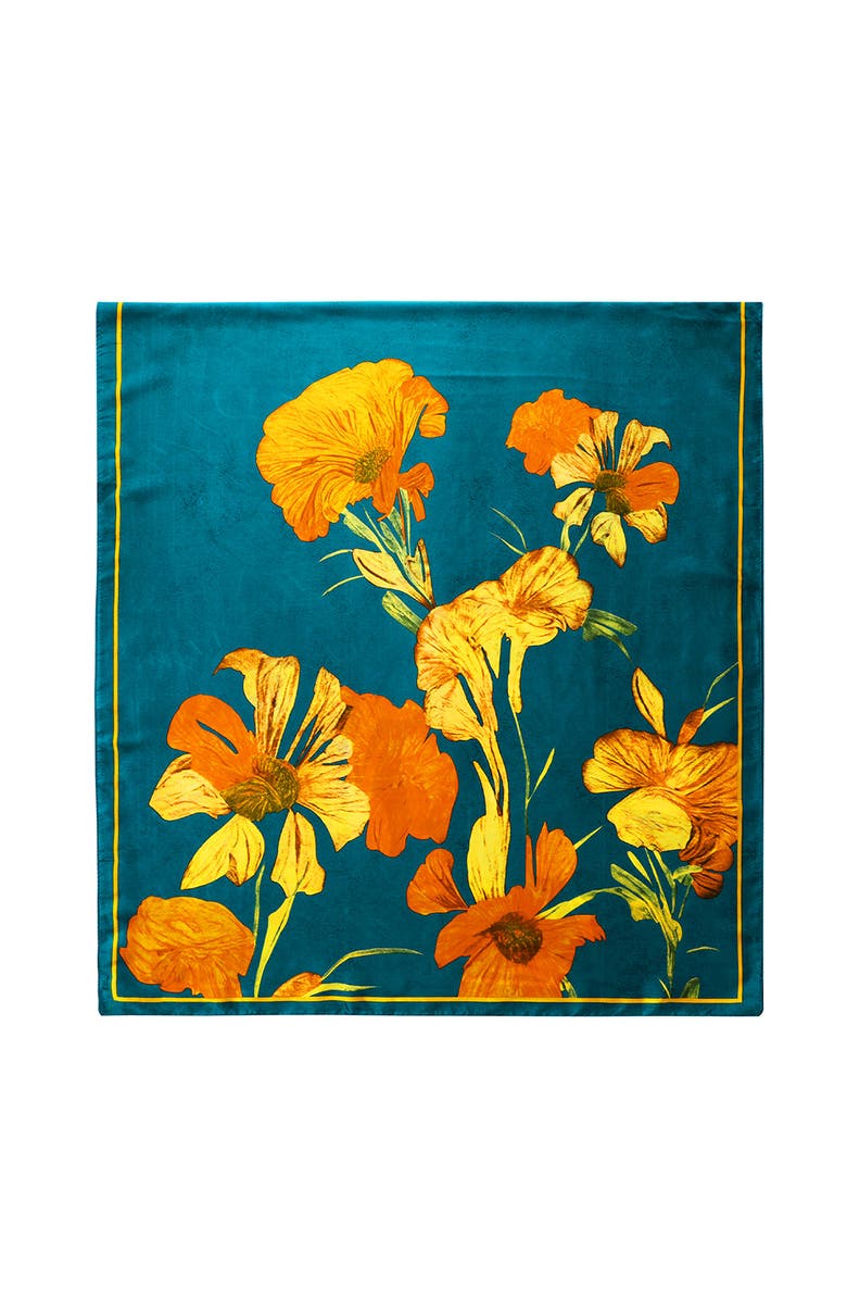 Youzey Koi Pond Floral Scarf - Blue, Alternate, color, Blue