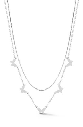 Sphera Milano Butterfly Layered Necklace In Silver