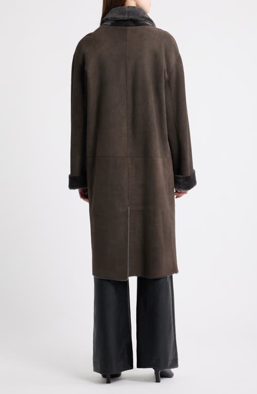 Hiso Elle Reversible Genuine Sheared Shearling Coat In Burgundy