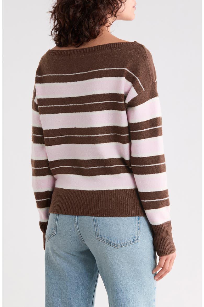 Stripe Boat Neck Sweater, Alternate, color, CHOCOLATE BROWN COMBO