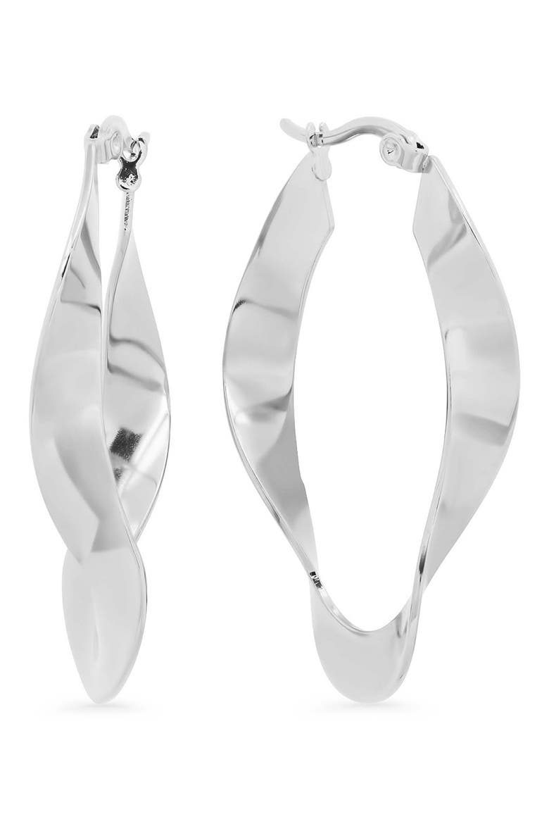 Wavy Hoop Earrings, Main, color, SILVER