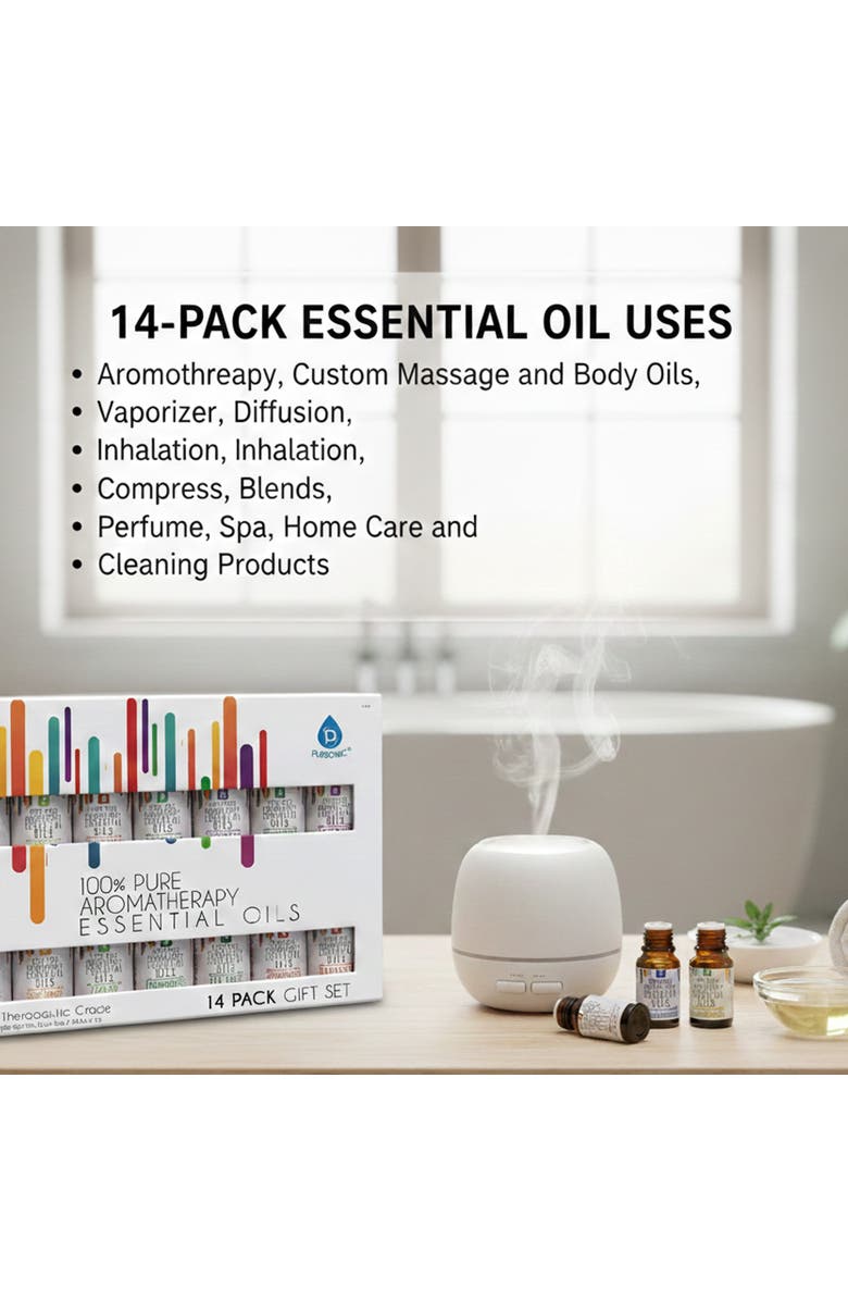 PURSONIC 14 Pack of 100% Pure Essential Aromatherapy Oils, Alternate, color, Multicolor