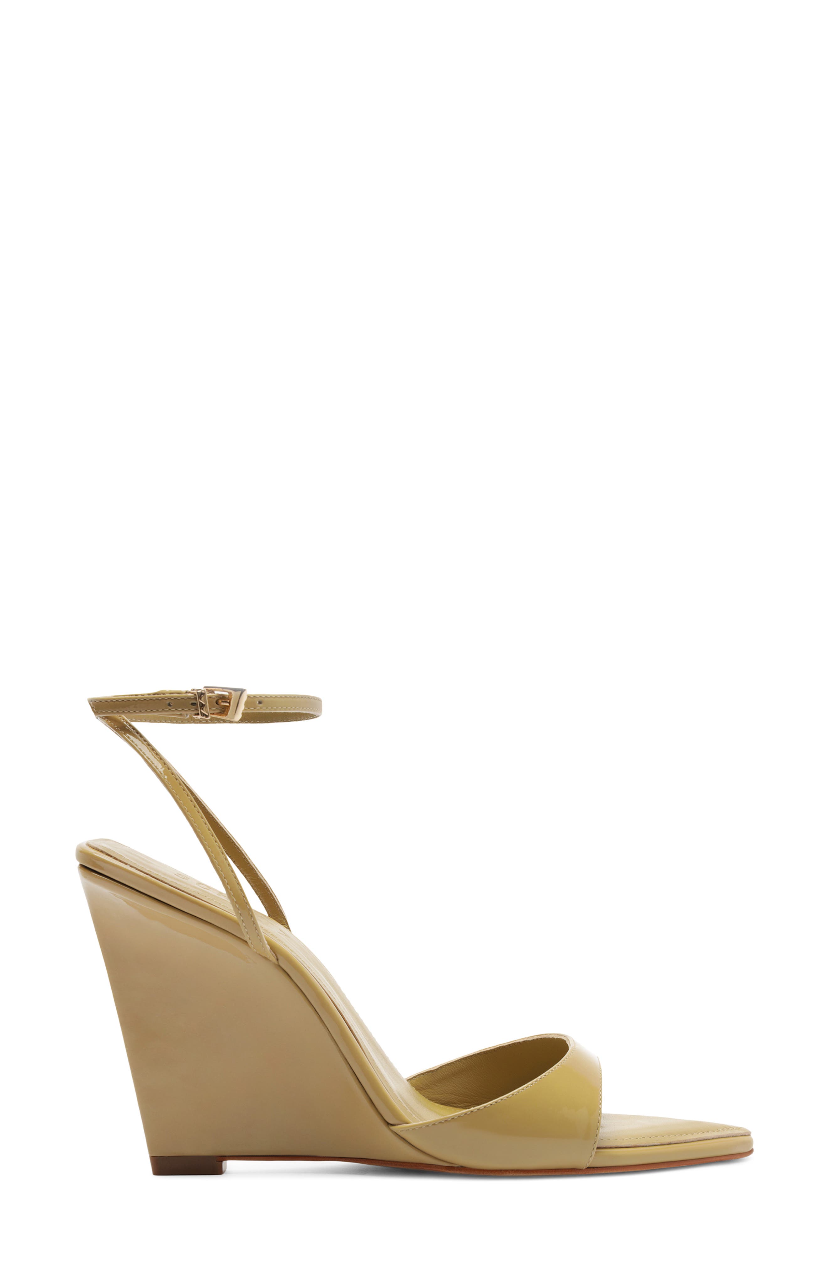 Schutz Elodie Ankle Strap Wedge Sandal, Alternate, color, Ecru Olive