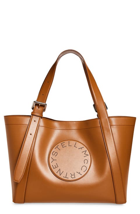 Biker Perforated Logo Faux Leather Tote