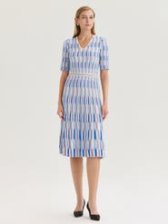 Misook Fit & Flare Geometric Soft Knit Midi Dress