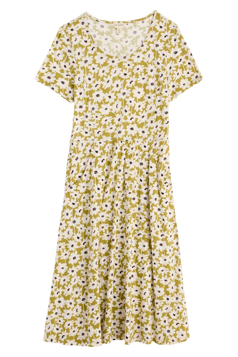Enor Print Organic Cotton Fit & Flare Midi Dress, Alternate, color, INKED COSMOS AVOCADO