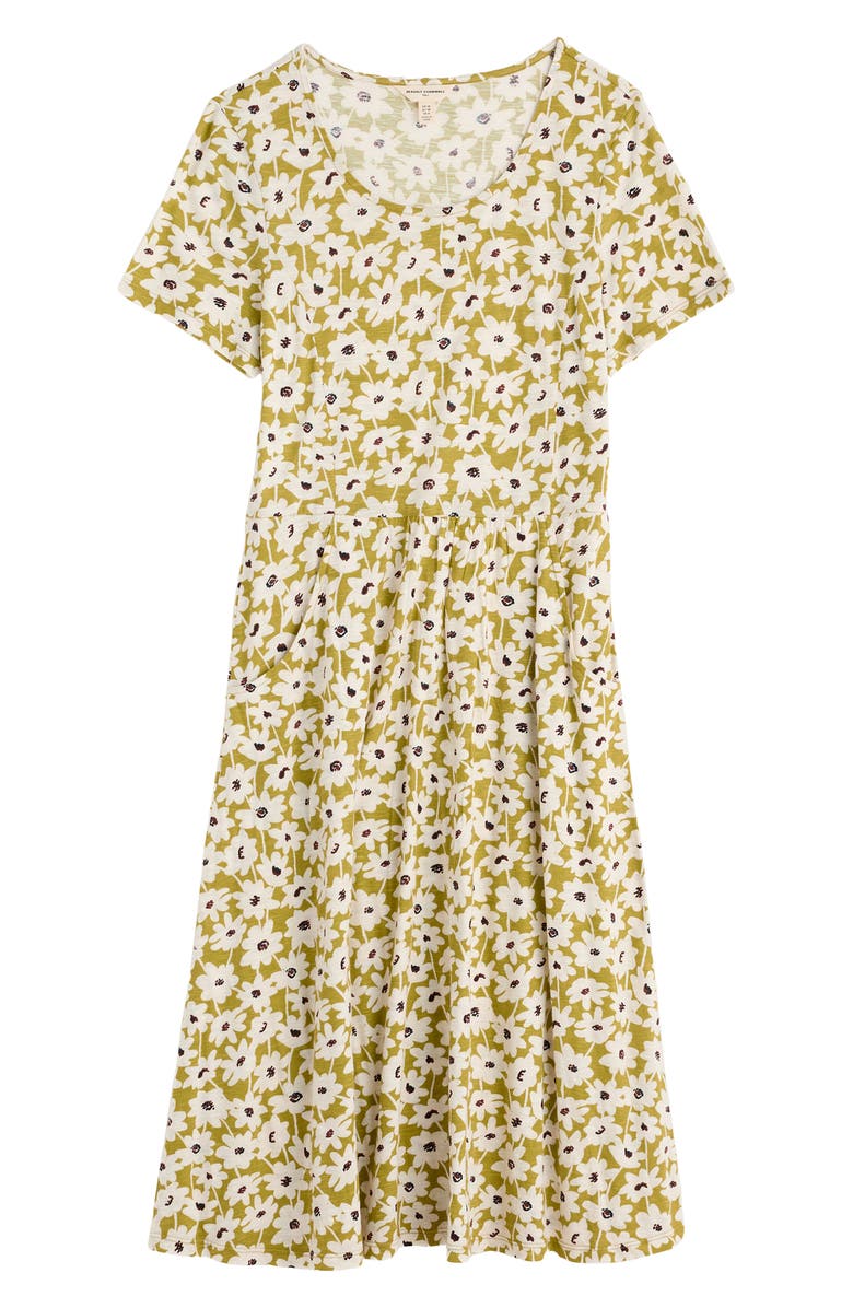Seasalt Cornwall Enor Print Organic Cotton Fit & Flare Midi Dress, Alternate, color, Inked Cosmos Avocado