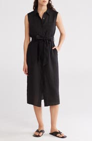 Theory Hemp Tie Waist Shirtdress | Nordstromrack
