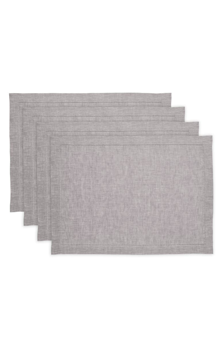 Solino Home Linen Placemats - Milan, 14" x 19", Main, color, Oyster Grey