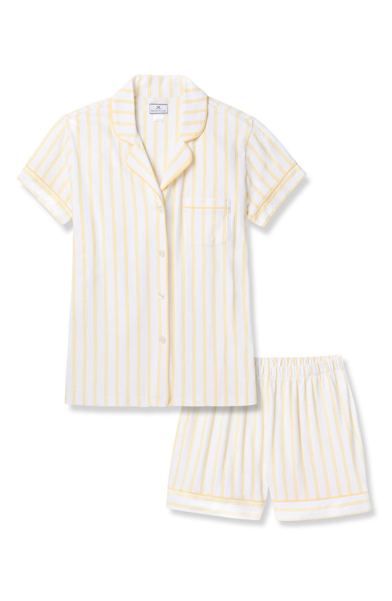 Petite Plume Sunny Stripe Cotton Shorts Pajamas, Alternate, color, Yellow