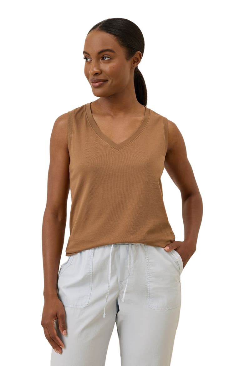 Organic Cotton Softspun V-Neck Tank, Alternate, color, Brown Sugar