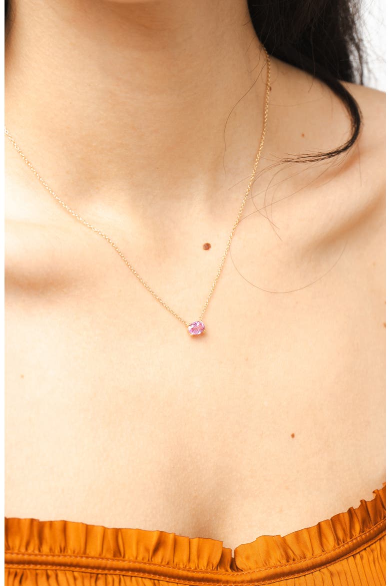 Pink Sapphire & Diamond Pendant Necklace, Alternate, color, 14K YELLOW GOLD
