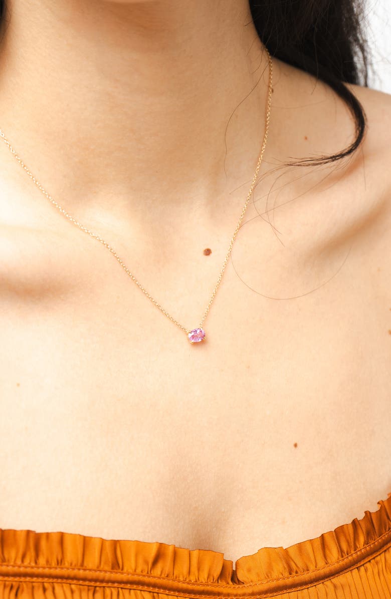 VALANI ATELIER Pink Sapphire & Diamond Pendant Necklace, Alternate, color, 14K Yellow Gold