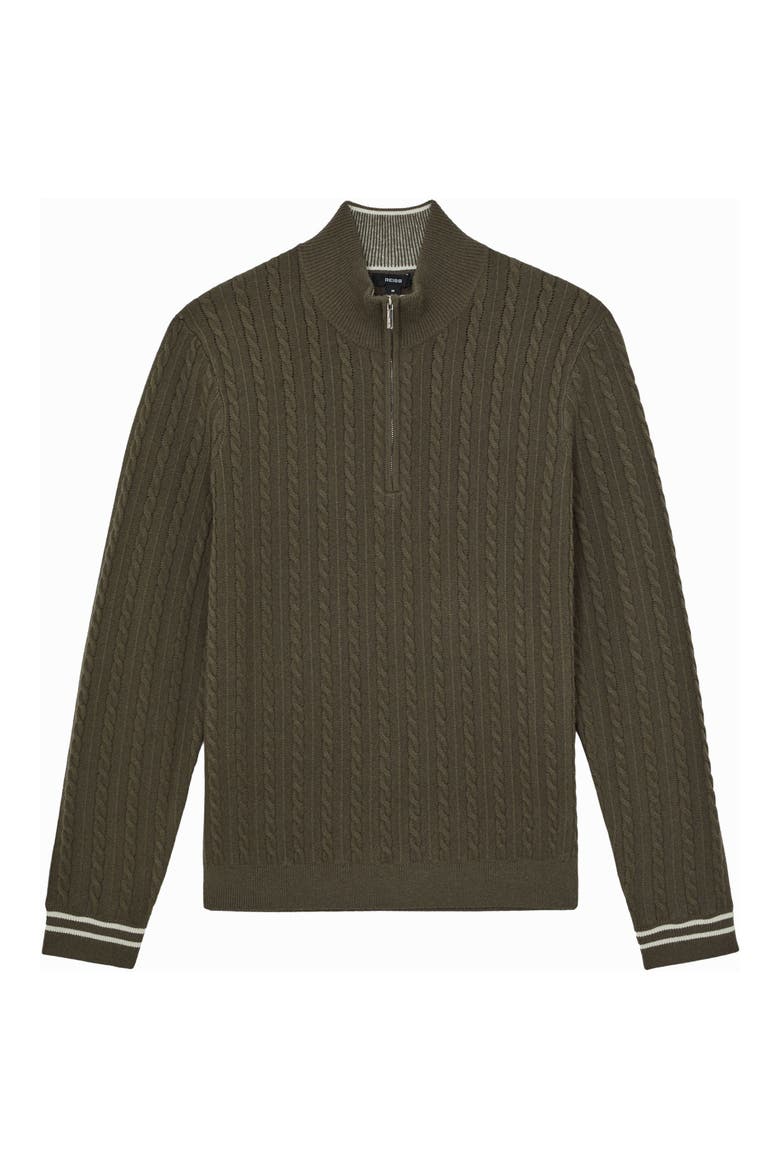 Tuscano Cable Quarter Zip Sweater, Alternate, color, KHAKI GREEN