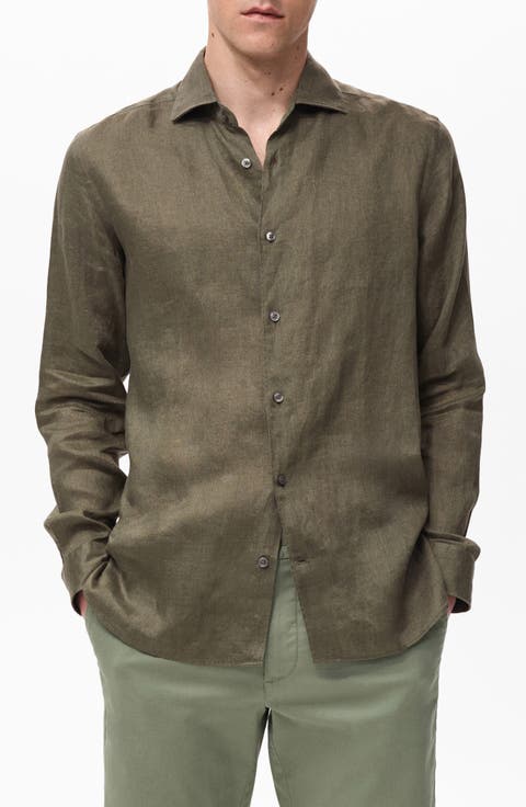 Slim Fit Linen Button-Up Shirt