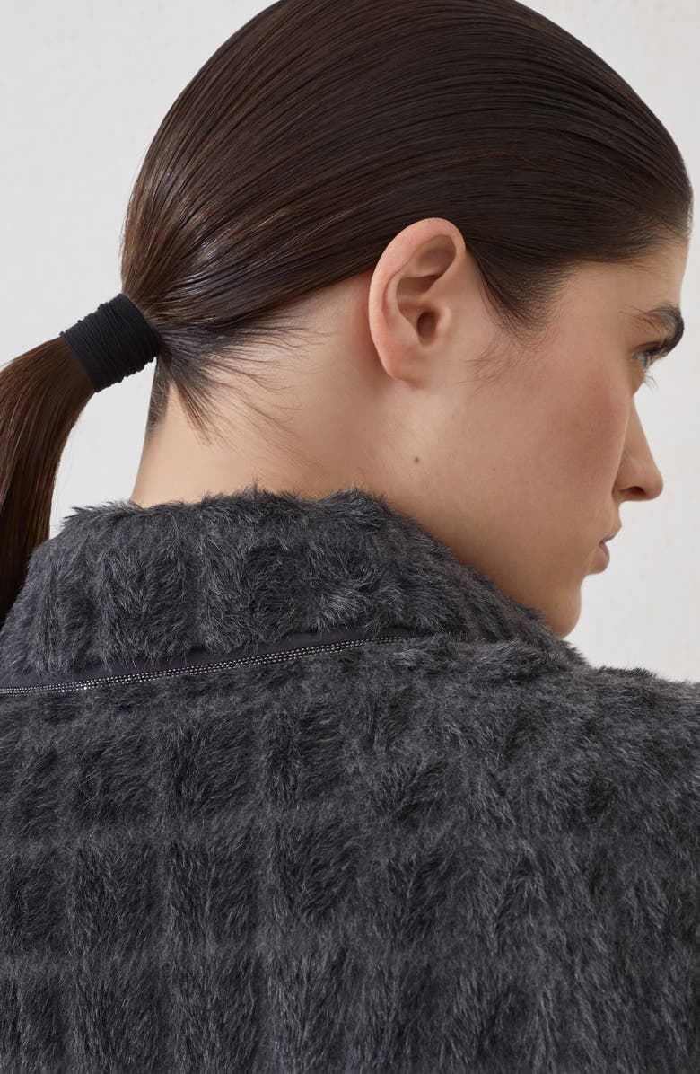 Brunello Cucinelli Croc embroidery coat, Alternate, color, Anthracite