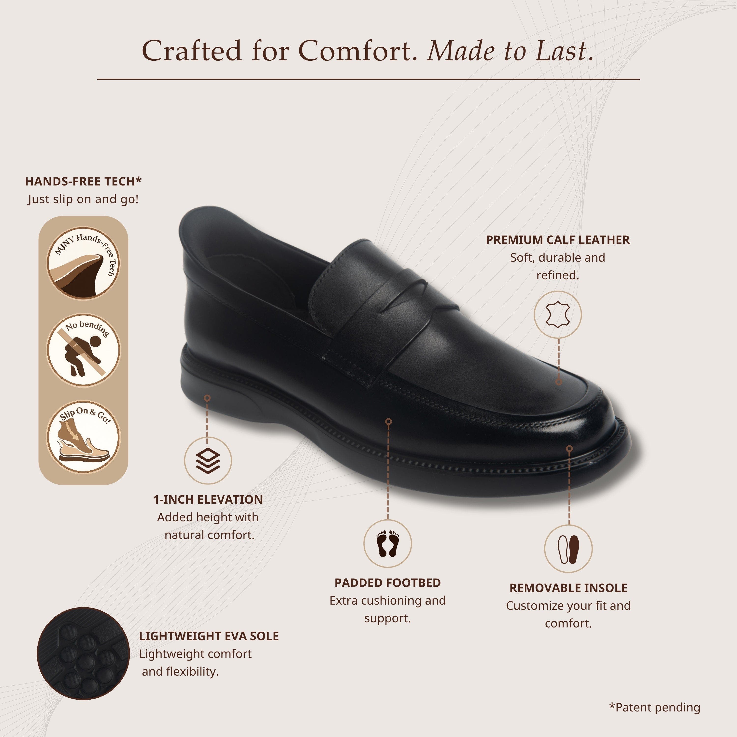 Joseph Street Hands Free Technology Leather Penny Loafer, Alternate, color, Black Napa Leather