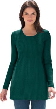 Jessica London Ribbed Baby Doll Tunic Sweater