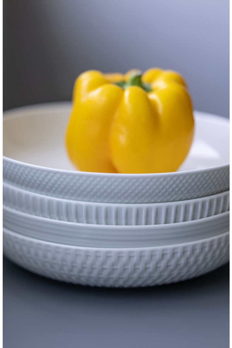 Set of 4 Textured Dinner Bowls, Alternate, color, WHITE