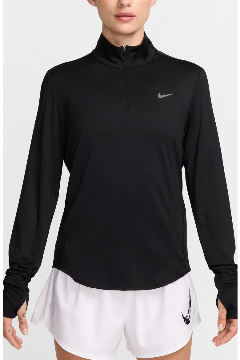 Swift Dri-FIT UV Half Zip Running Top, Main, color, 010 010 BLACK/REFLECTIVE SILV