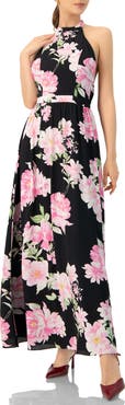 IVONNE Floral Halter Neck Backless Maxi Dress