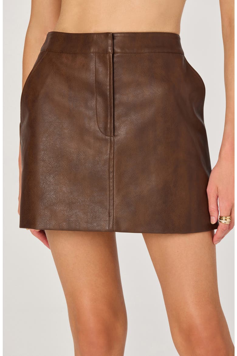 Faux Leather Miniskirt, Alternate, color, BROWN