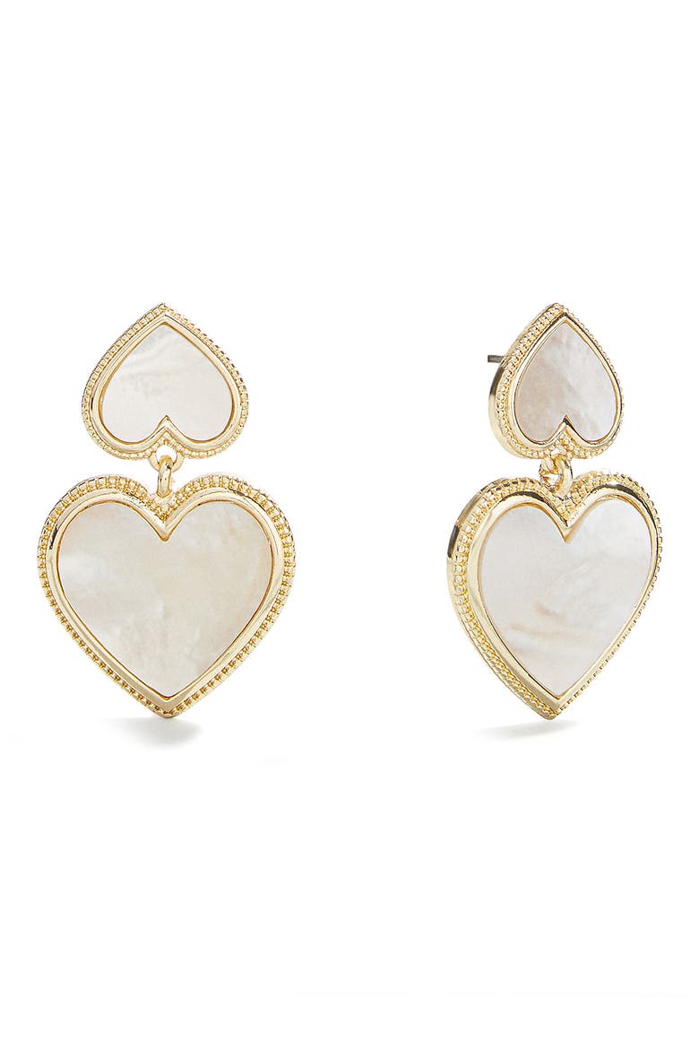Kimberly Faux Pearl Heart Drop Earrings, Main, color, WHITE
