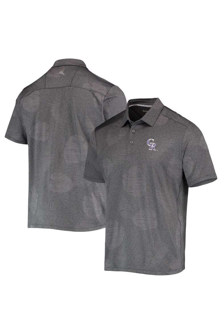 Men's Tommy Bahama Charcoal Colorado Rockies Palm Coast Delray Fond IslandZone Allover Polo, Main, color, Charcoal