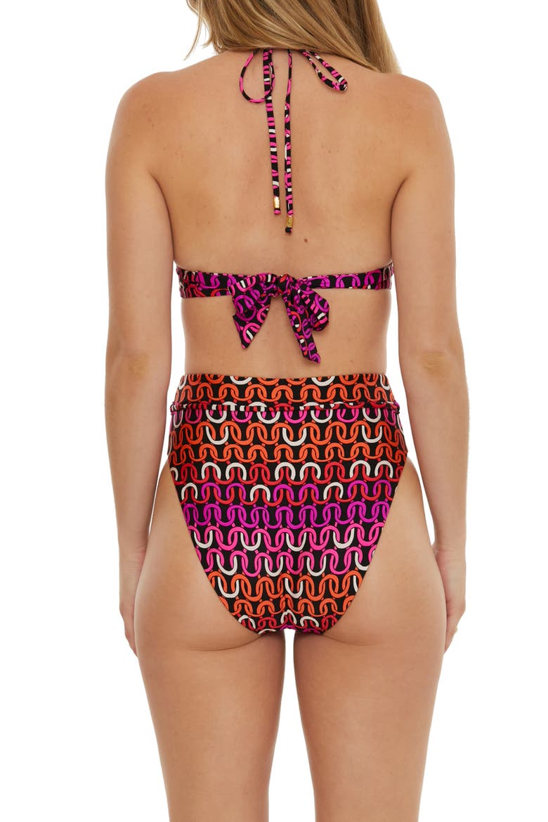 Echo Belted High Waist Bikini Bottoms, Alternate, color, PINK