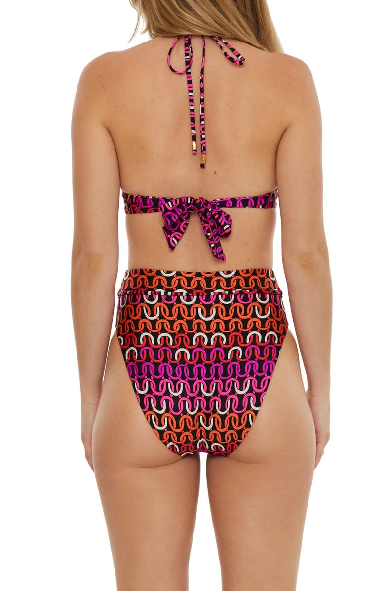 Trina Turk Echo Belted High Waist Bikini Bottoms, Alternate, color, Pink