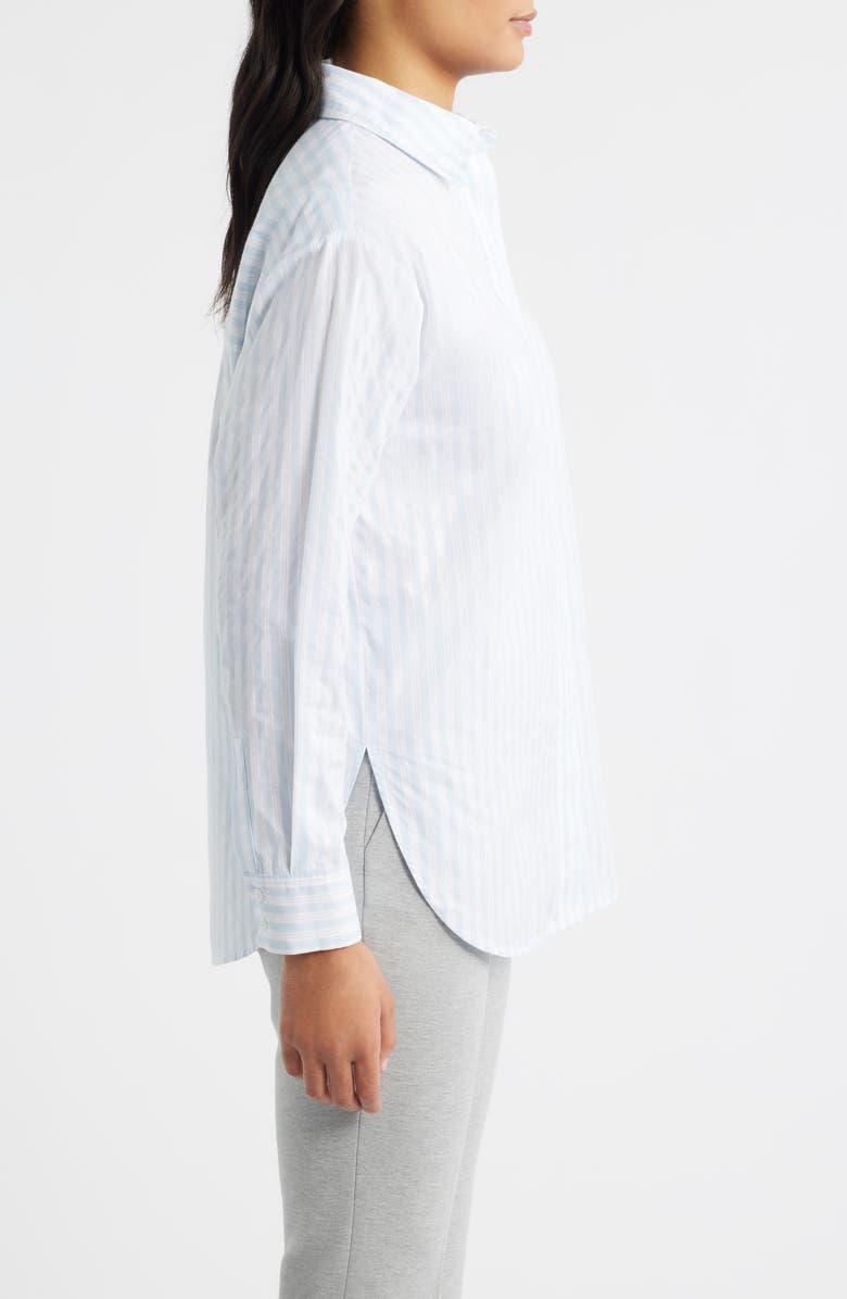 Anne Klein Stripe Woven Shirt, Alternate, color, Opal Blue Multi