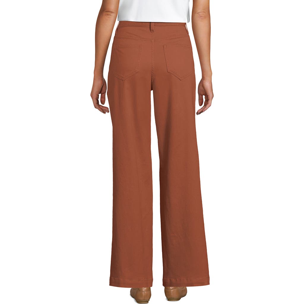 Lands' End High Rise 5 Pocket Wide Leg Chino Pants In Orange