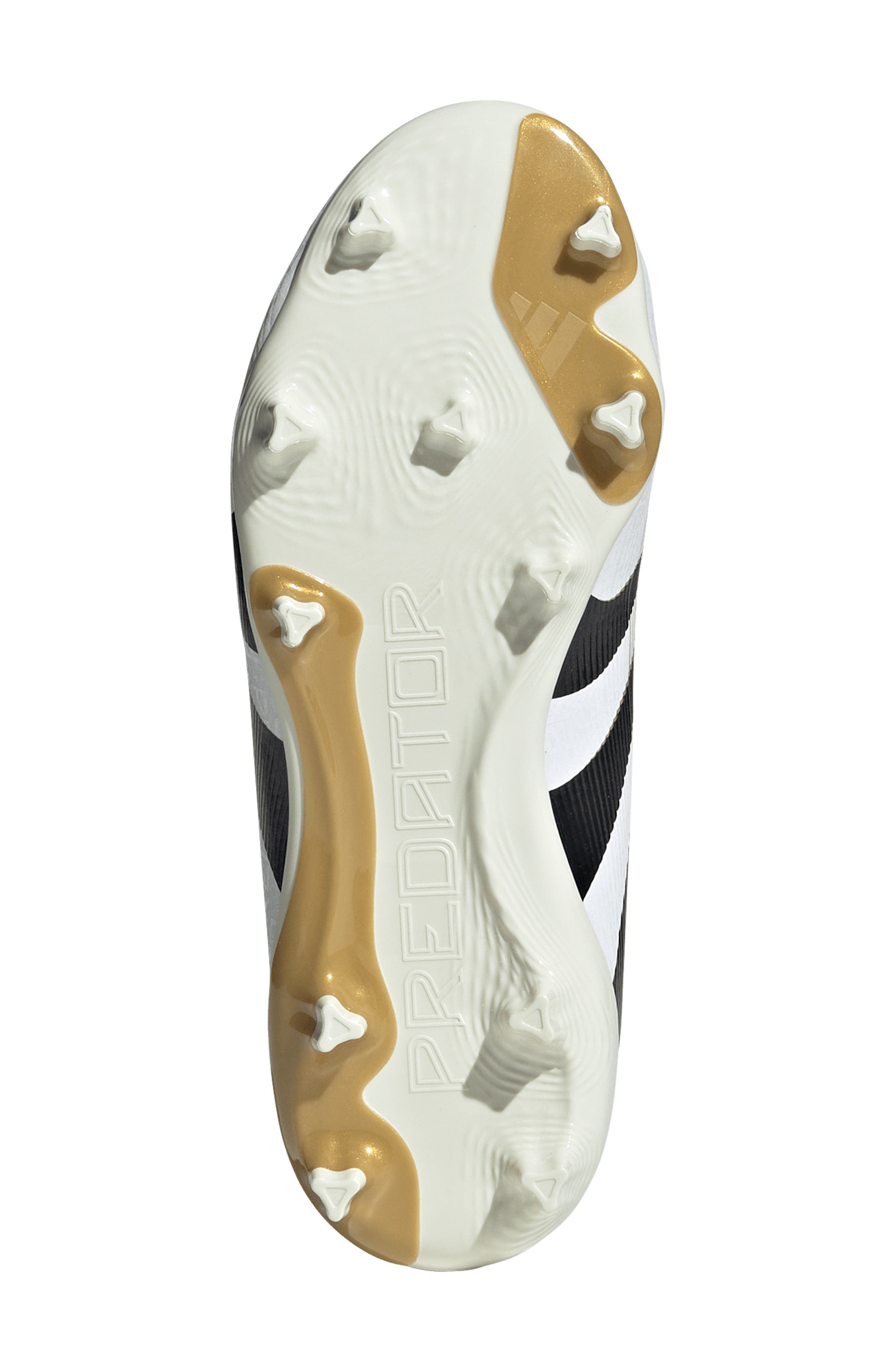 adidas Kids' Predator Club Firm/Multiground Soccer Cleat, Alternate, color, White/ Black/ Gold Metallic