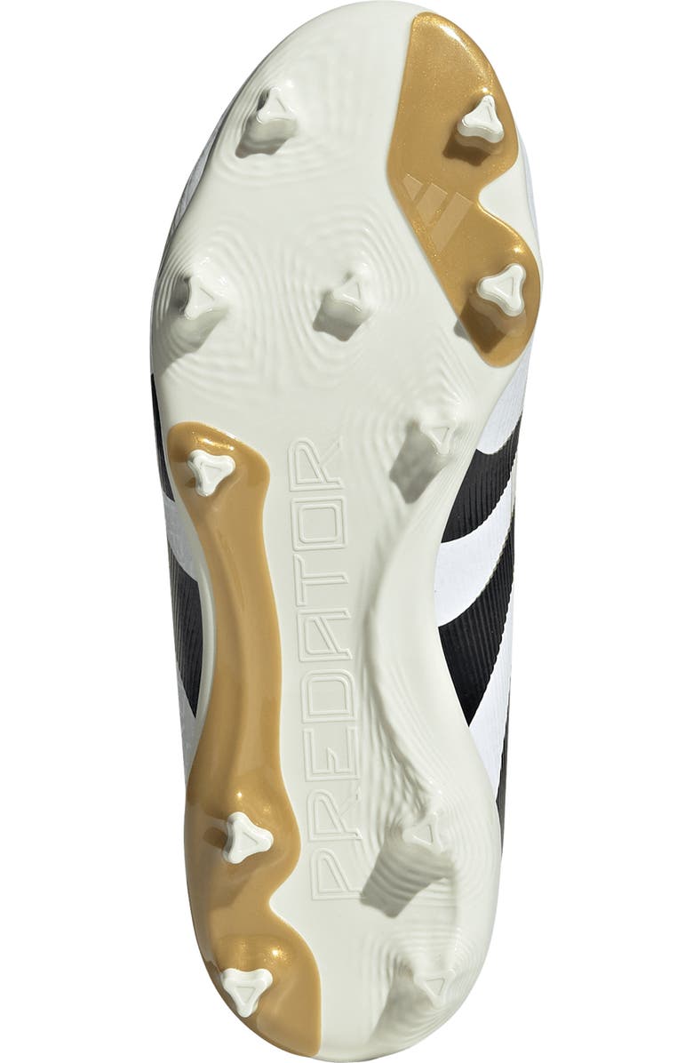 adidas Kids' Predator Club Firm/Multiground Soccer Cleat, Alternate, color, White/ Black/ Gold Metallic
