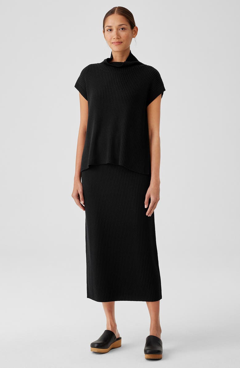 Eileen Fisher Turtleneck Merino Wool Short Sleeve Sweater, Alternate, color,