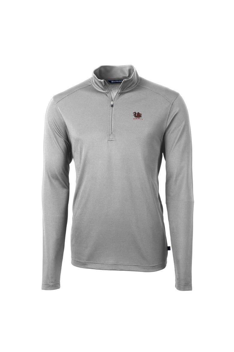 Men's Cutter & Buck Gray South Carolina Gamecocks Big & Tall Virtue Eco Pique Recycled Quarter-Zip DryTec Top, Alternate, color, Gray