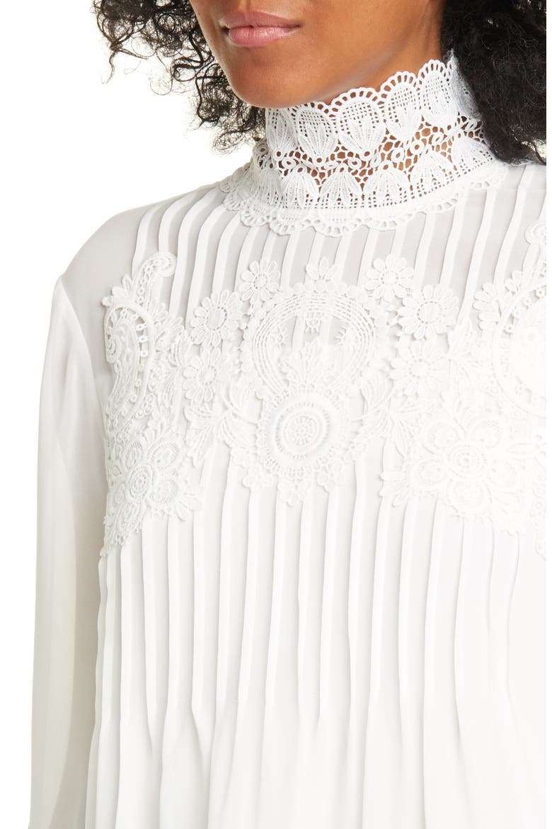 Cailley Lace High Neck Blouse, Alternate, color, IVORY