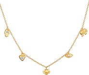 Satya Jewelry Sacred Symbols White Topaz Charm Choker Necklace