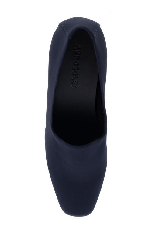 Shop Aerosoles Midnight Block Heel Pump In Navy Stretch Gabardine