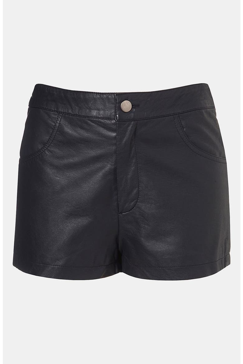 Faux Leather Shorts, Main, color, BLACK