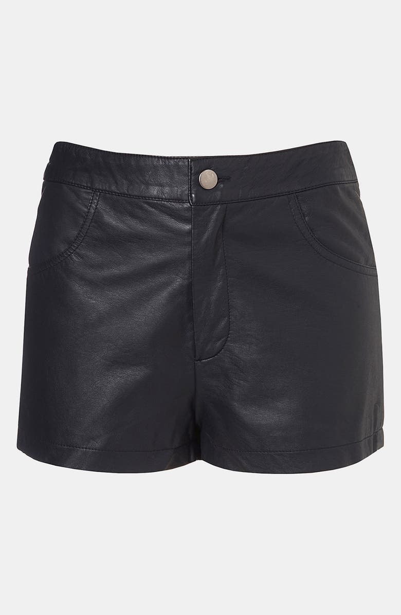 Topshop Faux Leather Shorts, Main, color, 