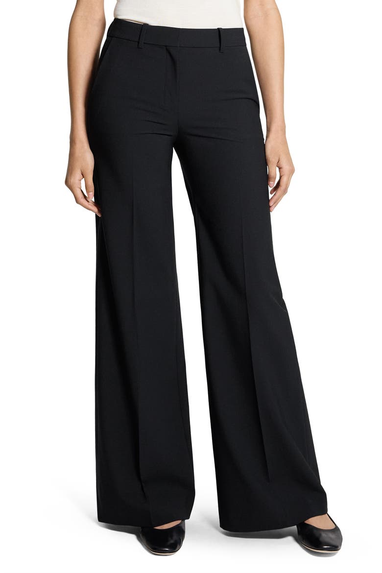 Mid Rise Stretch Wool Flare Pants, Main, color, BLACK - 001